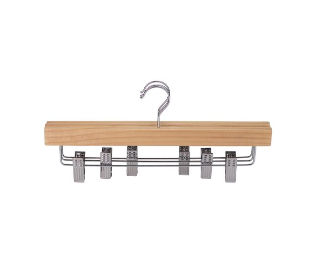 Set de 3 perchas pantalón pinza 16x35,5x1,2cm metal y madera - conforama