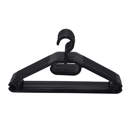 Conjunto de 10 cabides PLASTIKO 20,8x40x0,8cm cor preto