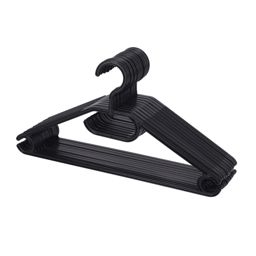 Conjunto de 10 cabides PLASTIKO 20,8x40x0,8cm cor preto