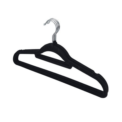 Conjunto de 5 cabides VELVET 22x41x0,5cm cor preto
