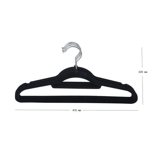 Conjunto de 5 cabides VELVET 22x41x0,5cm cor preto