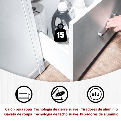 Módulo médio STIL para máquina da roupa 1 gaveta 67x164cm branco