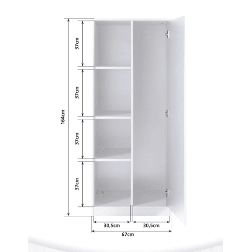 Módulo alto STIL varredor 1 porta e prateleiras 67x164cm branco
