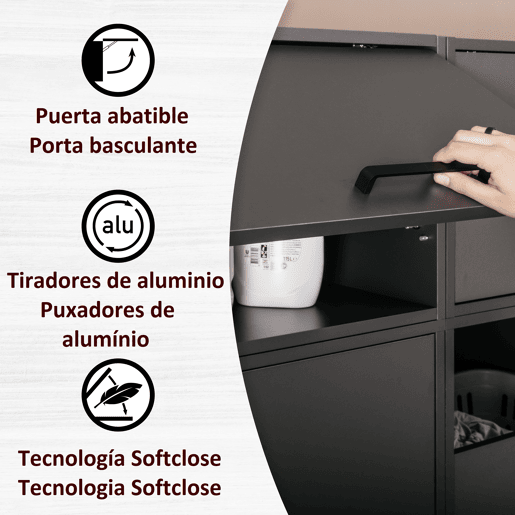 Módulo de parede STIL com 1 porta e prateleiras 99x44cm cinza Módulo de parede STIL com 1 porta e prateleiras 99x44cm cinza