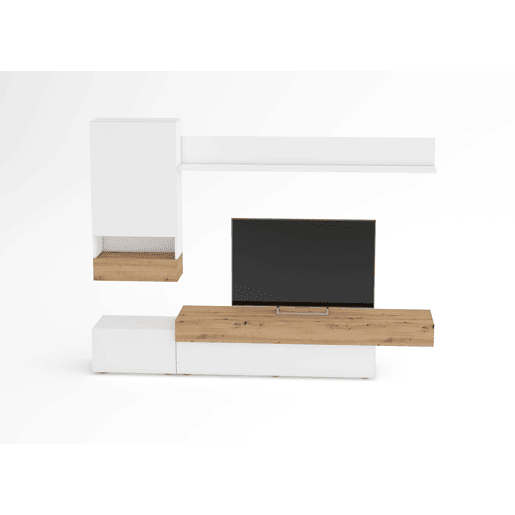 Compacto de TV HECTOR 240cm branco e carvalho Compacto de TV HECTOR 240cm branco e carvalho