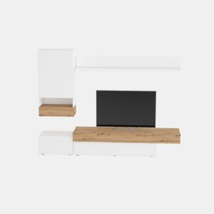 Compacto de TV HECTOR 240cm branco e carvalho