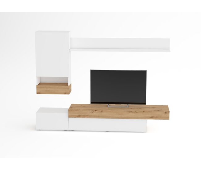 Compacto tv hector 240 cm blanco y roble