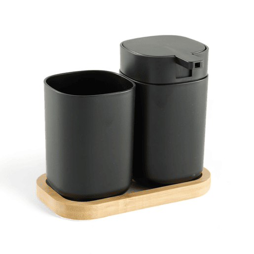 Conjunto de banho WASHBASIN saboneteira e copo preto