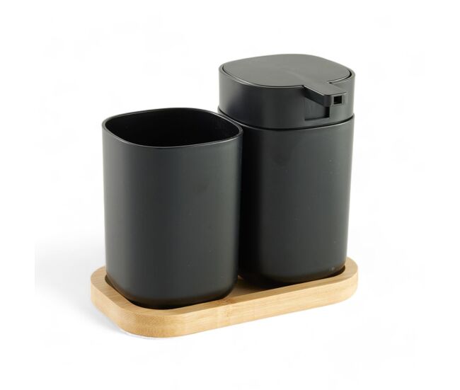 Set baño jabonera y vaso washbasin color negro