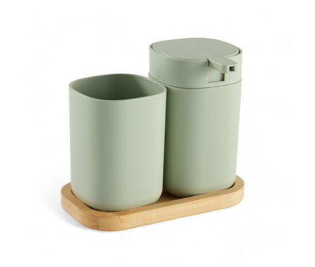 Set baño jabonera y vaso washbasin color verde