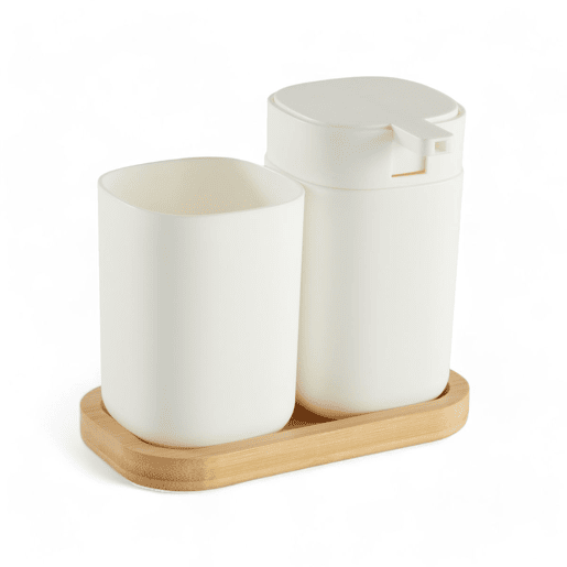 Conjunto de banho WASHBASIN saboneteira e copo branco
