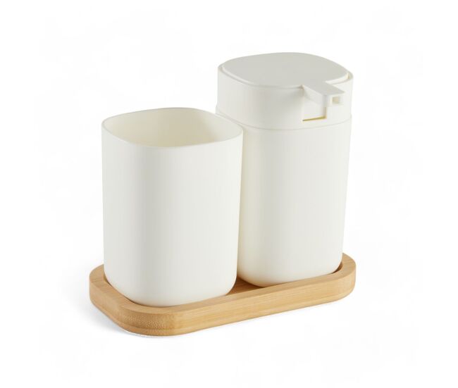Set baño jabonera y vaso washbasin color blanco