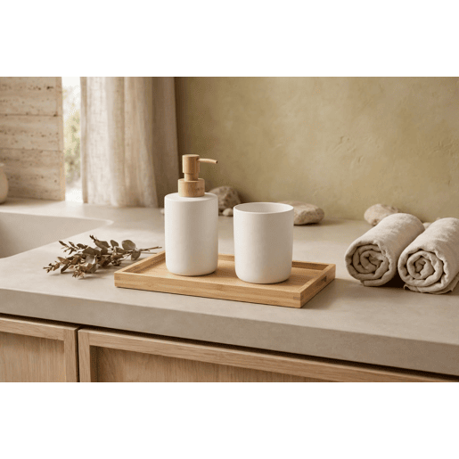 Conjunto de banho WASHBASIN saboneteira e copo branco Conjunto de banho WASHBASIN saboneteira e copo branco