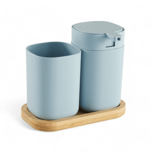 Conjunto de banho WASHBASIN saboneteira e copo azul