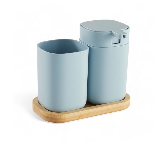 Set baño jabonera y vaso washbasin color azul