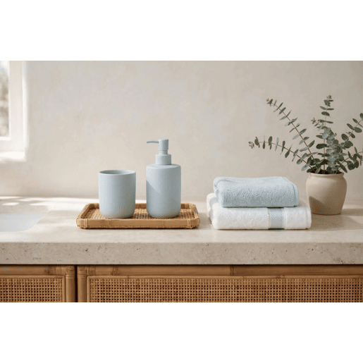Conjunto de banho WASHBASIN saboneteira e copo azul Conjunto de banho WASHBASIN saboneteira e copo azul