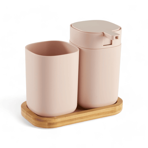 Conjunto de banho WASHBASIN saboneteira e copo rosa