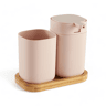 Conjunto de banho WASHBASIN saboneteira e copo rosa