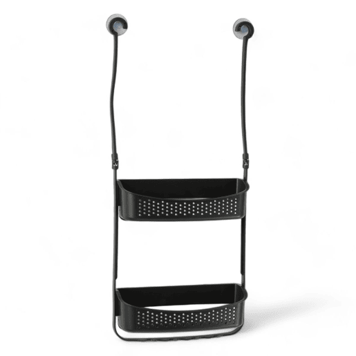Suporte para acessórios BAÑO com 2 prateleiras preto