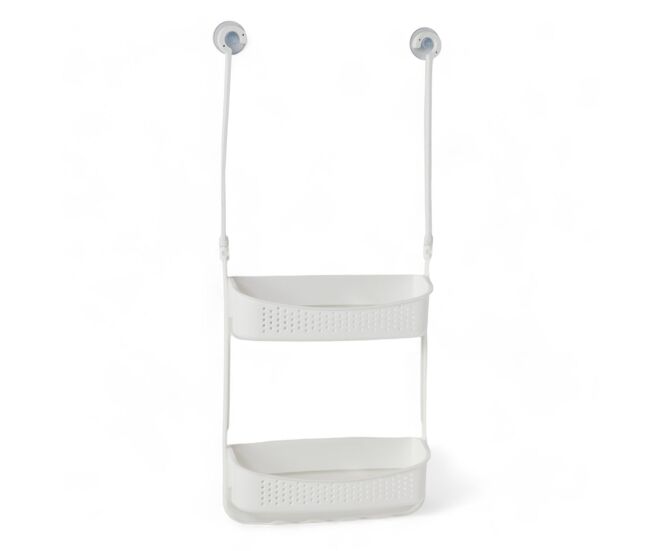 Colgador accesorios baño 2 estantes color blanco