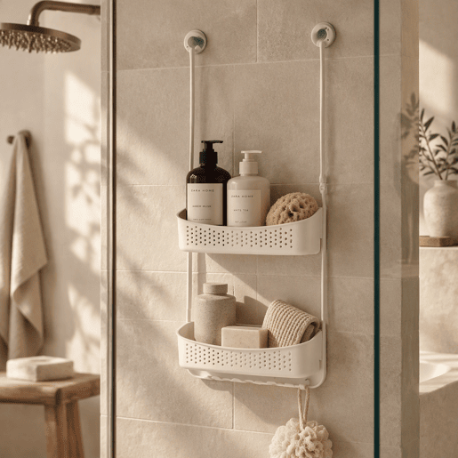 Suporte para acessórios BAÑO com 2 prateleiras branco