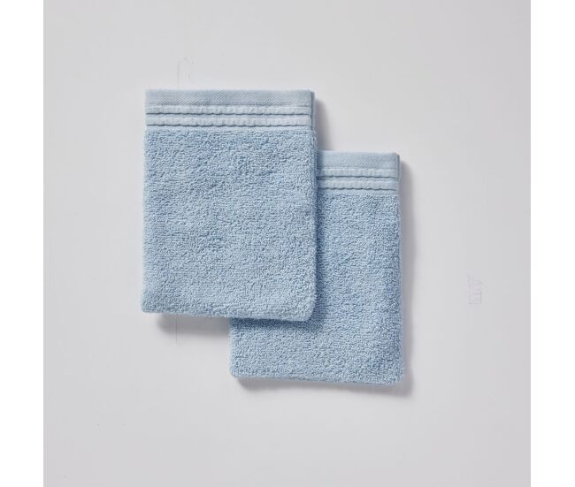 Set 2 guantes algodón baño color azul