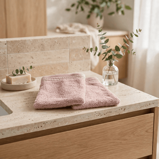 Conjunto de 2 luvas BAÑO em algodão rosa Conjunto de 2 luvas BAÑO em algodão rosa