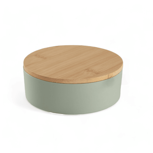 Caixa de joias CIRCULAR com espelho em bambu verde 14cm Caixa de joias CIRCULAR com espelho em bambu verde 14cm