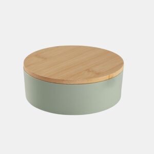 Caixa de joias CIRCULAR com espelho em bambu verde 14cm