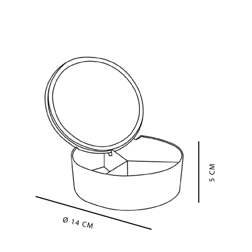 Caixa de joias CIRCULAR com espelho em bambu rosa 14cm