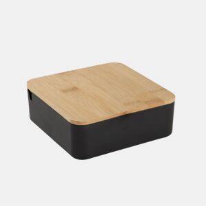 Caixa de joias CUADRADA com espelho em bambu preto 14cm