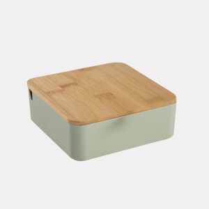 Caixa de joias CUADRADA com espelho em bambu verde 14cm