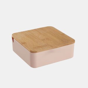 Caixa de joias CUADRADA com espelho em bambu rosa 14cm