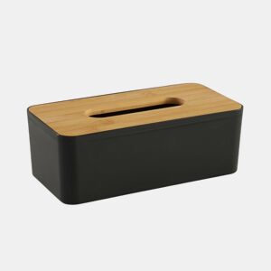 Caixa PAÑUELOS em plástico com tampa de bambu preto 9x13x25cm