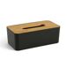 Caja PAÑUELOS de plástico con tapa de bambú 9x13x25cm Caja PAÑUELOS de plástico con tapa de bambú 9x13x25cm Negro