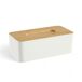 Caja PAÑUELOS de plástico con tapa de bambú 9x13x25cm Caja PAÑUELOS de plástico con tapa de bambú 9x13x25cm Blanco