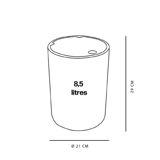 Balde do lixo BASURA 8,5 litros com tampa ABS rosa