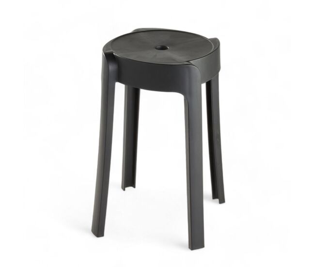 Taburete apilable negro 45cm plástico