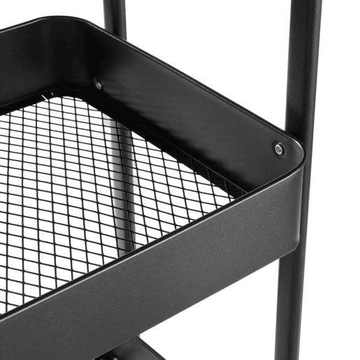 Carrinho de METAL com 3 prateleiras e rodas 77x45x30cm preto