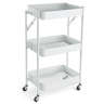 Carrinho de METAL com 3 prateleiras e rodas 77x45x30cm branco