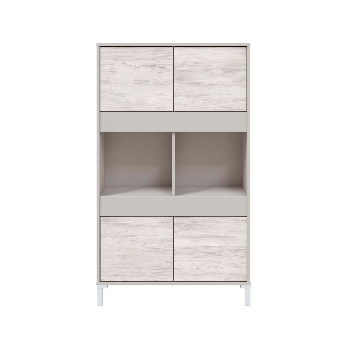 Vitrina 4 puertas beige y blanco vanya