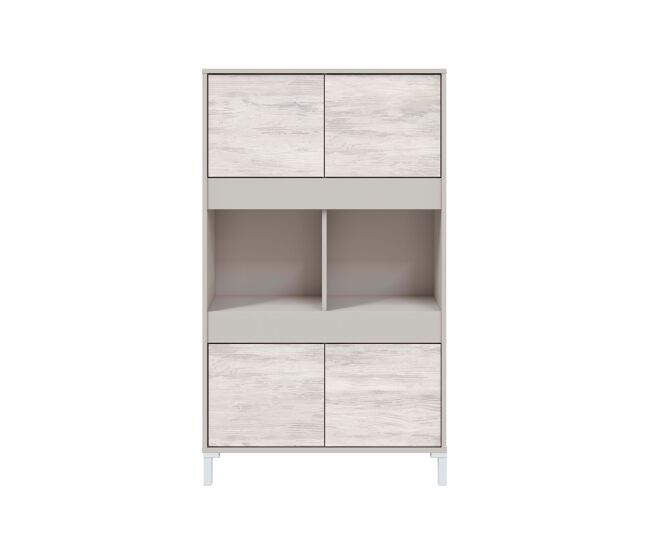 Vitrina 4 puertas beige y blanco vanya
