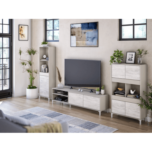Vitrine 4 portas VANYA bege e branco Vitrine 4 portas VANYA bege e branco