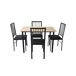 Conjunto de mesa fija con 4 sillas DIEGO Conjunto de mesa fija con 4 sillas DIEGO Negro/ Madera