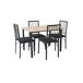 Conjunto de mesa fija con 4 sillas DIEGO Conjunto de mesa fija con 4 sillas DIEGO Negro/ Madera