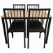 Conjunto de mesa fija con 4 sillas DIEGO Conjunto de mesa fija con 4 sillas DIEGO Negro/ Madera
