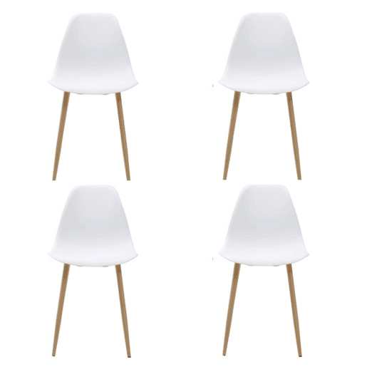 Conjunto de 4 cadeiras de cozinha ADA cor branco