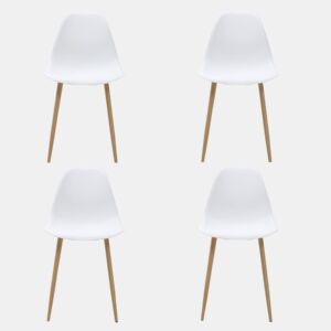 Conjunto de 4 cadeiras de cozinha ADA cor branco
