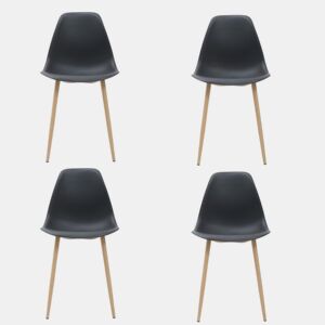 Conjunto de 4 cadeiras de cozinha ADA cor preto