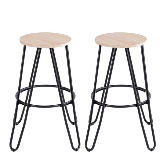 Pack de 2 taburetes fijos LARS madera y negro 